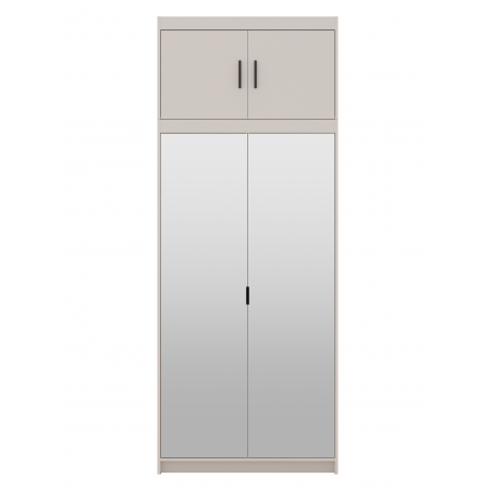 Dwudrzwiowa szafa z nadstawką lustrem 90 cm TRINO beżowa